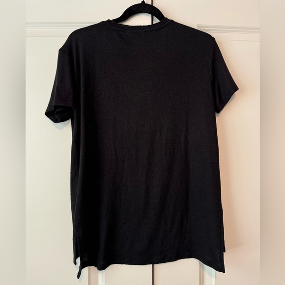 Caslon Oversized Fit V-Neck Black Slub Tee Sz XS - Picture 4 of 5